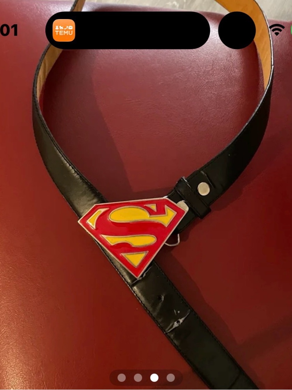 Black Belt Bag with Red & Yellow Superman Logo Buckle